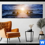 Bild Edelstahloptik Sonnenuntergang Meer Panorama Produktvorschau mit dem Bild Sonnenuntergang & Meer im Format Panorama.