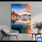 Bild Edelstahloptik Sonnenuntergang Norwegen Hochformat Produktvorschau mit dem Bild Sonnenuntergang Norwegen im Format Hochformat.