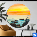 Bild Edelstahloptik Sonnenuntergang Ueber Dem Meer Rund Produktvorschau mit dem Bild Sonnenuntergang über dem Meer im Format Rund.