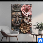 Bild Edelstahloptik Spiritueller Buddha Und Blumen Hochformat Produktvorschau mit dem Bild Spiritueller Buddha und Blumen im Format Hochformat.