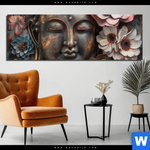 Bild Edelstahloptik Spiritueller Buddha Und Blumen Panorama Produktvorschau mit dem Bild Spiritueller Buddha und Blumen im Format Panorama.