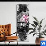 Bild Edelstahloptik Statue Mit Blume Grunge Stil Schmal Produktvorschau mit dem Bild Statue mit Blume - Grunge-Stil im Format Schmal.