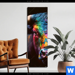 Bild Edelstahloptik Stier Mit Bunten Farben Schmal Produktvorschau mit dem Bild Stier mit bunten Farben im Format Schmal.
