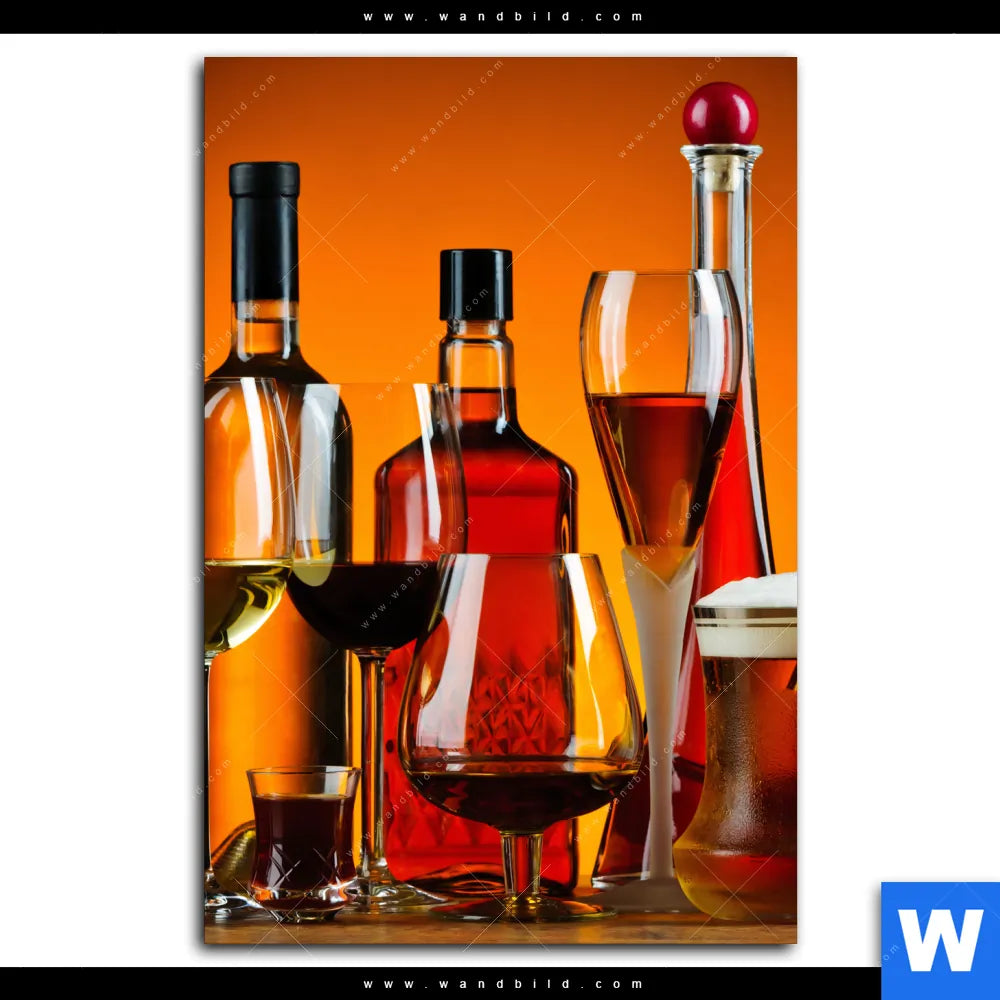 Alu-Dibond Bild ♥️ Stillleben Flaschen Gläser Hochformat