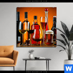 Bild Edelstahloptik Stillleben Flaschen Glaeser Quadrat Produktvorschau mit dem Bild Stillleben Flaschen Gläser im Format Quadrat.