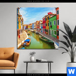 Bild Edelstahloptik Strassen Von Venedig Quadrat Produktvorschau mit dem Bild Straßen von Venedig im Format Quadrat.