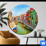 Bild Edelstahloptik Strassen Von Venedig Rund Produktvorschau mit dem Bild Straßen von Venedig im Format Rund.