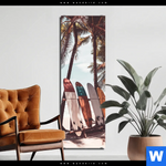 Bild Edelstahloptik Surfbretter Und Palmen Schmal Produktvorschau mit dem Bild Surfbretter und Palmen im Format Schmal.