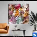 Bild Edelstahloptik Tiger Blumen Quadrat Produktvorschau mit dem Bild Tiger & Blumen im Format Quadrat.