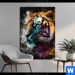 Bild Edelstahloptik Tiger Im Farbrausch Hochformat Produktvorschau mit dem Bild Tiger im Farbrausch im Format Hochformat.