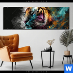 Bild Edelstahloptik Tiger Im Farbrausch Panorama Produktvorschau mit dem Bild Tiger im Farbrausch im Format Panorama.