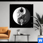 Bild Edelstahloptik Totenkopf Yin Yang Quadrat Produktvorschau mit dem Bild Totenkopf Yin Yang im Format Quadrat.