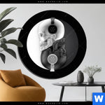Bild Edelstahloptik Totenkopf Yin Yang Rund Produktvorschau mit dem Bild Totenkopf Yin Yang im Format Rund.