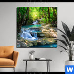 Bild Edelstahloptik Tropischer Wasserfall Quadrat Produktvorschau mit dem Bild Tropischer Wasserfall im Format Quadrat.