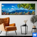 Bild Edelstahloptik Tropisches Inselparadies Panorama Produktvorschau mit dem Bild Tropisches Inselparadies im Format Panorama.