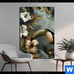 Bild Edelstahloptik Tukan Im Goldenen Regenwald Hochformat Produktvorschau mit dem Bild Tukan im goldenen Regenwald im Format Hochformat.