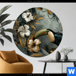 Bild Edelstahloptik Tukan Im Goldenen Regenwald Rund Produktvorschau mit dem Bild Tukan im goldenen Regenwald im Format Rund.