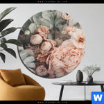 Bild Edelstahloptik Vintage Blueten Im Retro Stil Rund Produktvorschau mit dem Bild Vintage Blüten im Retro-Stil im Format Rund.