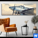 Bild Edelstahloptik Vintage Flugzeug Panorama Produktvorschau mit dem Bild Vintage Flugzeug im Format Panorama.