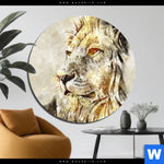 Bild Edelstahloptik Vintage Loewe Rund Produktvorschau mit dem Bild Vintage Löwe im Format Rund.