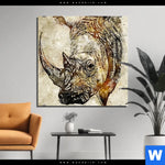 Bild Edelstahloptik Vintage Nashorn Quadrat Produktvorschau mit dem Bild Vintage Nashorn im Format Quadrat.