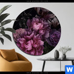 Bild Edelstahloptik Vintage Pfingstrosen Rund Produktvorschau mit dem Bild Vintage Pfingstrosen im Format Rund.