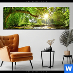 Bild Edelstahloptik Wald Mit Bach Bei Sonnenschein Panorama Produktvorschau mit dem Bild Wald mit Bach bei Sonnenschein im Format Panorama.
