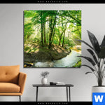 Bild Edelstahloptik Wald Mit Bach Quadrat Produktvorschau mit dem Bild Wald mit Bach im Format Quadrat.