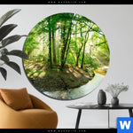 Bild Edelstahloptik Wald Mit Bach Rund Produktvorschau mit dem Bild Wald mit Bach im Format Rund.