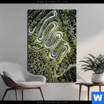 Bild Edelstahloptik Wald Strasse Luftaufnahme Hochformat Produktvorschau mit dem Bild Wald & Straße Luftaufnahme im Format Hochformat.