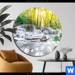 Bild Edelstahloptik Wald Wasserfall No 1 Rund Produktvorschau mit dem Bild Wald & Wasserfall No. 1 im Format Rund.