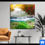 Bild Edelstahloptik Wald Wasserfall No 5 Quadrat Produktvorschau mit dem Bild Wald & Wasserfall No. 5 im Format Quadrat.