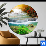 Bild Edelstahloptik Wald Wasserfall No 5 Rund Produktvorschau mit dem Bild Wald & Wasserfall No. 5 im Format Rund.