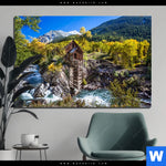 Bild Edelstahloptik Waldhuette Am Fluss Querformat Produktvorschau mit dem Bild Waldhütte am Fluss im Format Querformat.