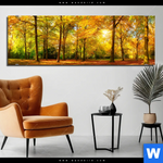 Bild Edelstahloptik Waldlandschaft Im Herbst Panorama Produktvorschau mit dem Bild Waldlandschaft im Herbst im Format Panorama.