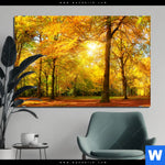 Bild Edelstahloptik Waldlandschaft Im Herbst Querformat Produktvorschau mit dem Bild Waldlandschaft im Herbst im Format Querformat.