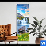 Bild Edelstahloptik Wasserfall Bei Sonnenuntergang Schmal Produktvorschau mit dem Bild Wasserfall bei Sonnenuntergang im Format Schmal.