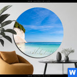 Bild Edelstahloptik Weisse Kreidefelswand Am Meer Rund Produktvorschau mit dem Bild Weiße Kreidefelswand am Meer im Format Rund.