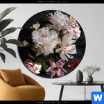 Bild Edelstahloptik Weisse Pfingstrosen Rund Produktvorschau mit dem Bild Weiße Pfingstrosen im Format Rund.