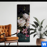 Bild Edelstahloptik Weisse Pfingstrosen Schmal Produktvorschau mit dem Bild Weiße Pfingstrosen im Format Schmal.