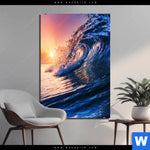 Bild Edelstahloptik Welle Im Sonnenuntergang Hochformat Produktvorschau mit dem Bild Welle im Sonnenuntergang im Format Hochformat.