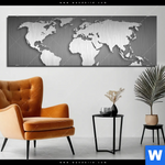 Bild Edelstahloptik Weltkarte Edelstahloptik Panorama Produktvorschau mit dem Bild Weltkarte Edelstahloptik im Format Panorama.