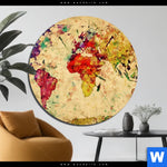 Bild Edelstahloptik Weltkarte Retro Bunt Rund Produktvorschau mit dem Bild Weltkarte Retro Bunt im Format Rund.