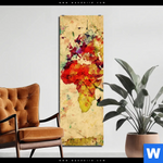 Bild Edelstahloptik Weltkarte Retro Bunt Schmal Produktvorschau mit dem Bild Weltkarte Retro Bunt im Format Schmal.