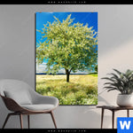 Bild Edelstahloptik Wiese Mit Bluehendem Baum Hochformat Produktvorschau mit dem Bild Wiese mit blühendem Baum im Format Hochformat.