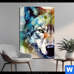 Bild Edelstahloptik Wolf Mit Bunten Farbspritzern No 2 Hochformat Produktvorschau mit dem Bild Wolf mit bunten Farbspritzern No. 2 im Format Hochformat.