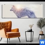 Bild Edelstahloptik Wolf Wald No 1 Panorama Produktvorschau mit dem Bild Wolf & Wald No.1 im Format Panorama.