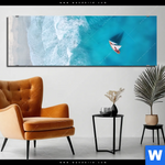 Bild Edelstahloptik Yacht Im Meer Panorama Produktvorschau mit dem Bild Yacht im Meer im Format Panorama.