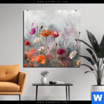 Bild Edelstahloptik Zarte Mohnblumen Im Wind Quadrat Produktvorschau mit dem Bild Zarte Mohnblumen im Wind im Format Quadrat.