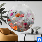 Bild Edelstahloptik Zarte Mohnblumen Im Wind Rund Produktvorschau mit dem Bild Zarte Mohnblumen im Wind im Format Rund.